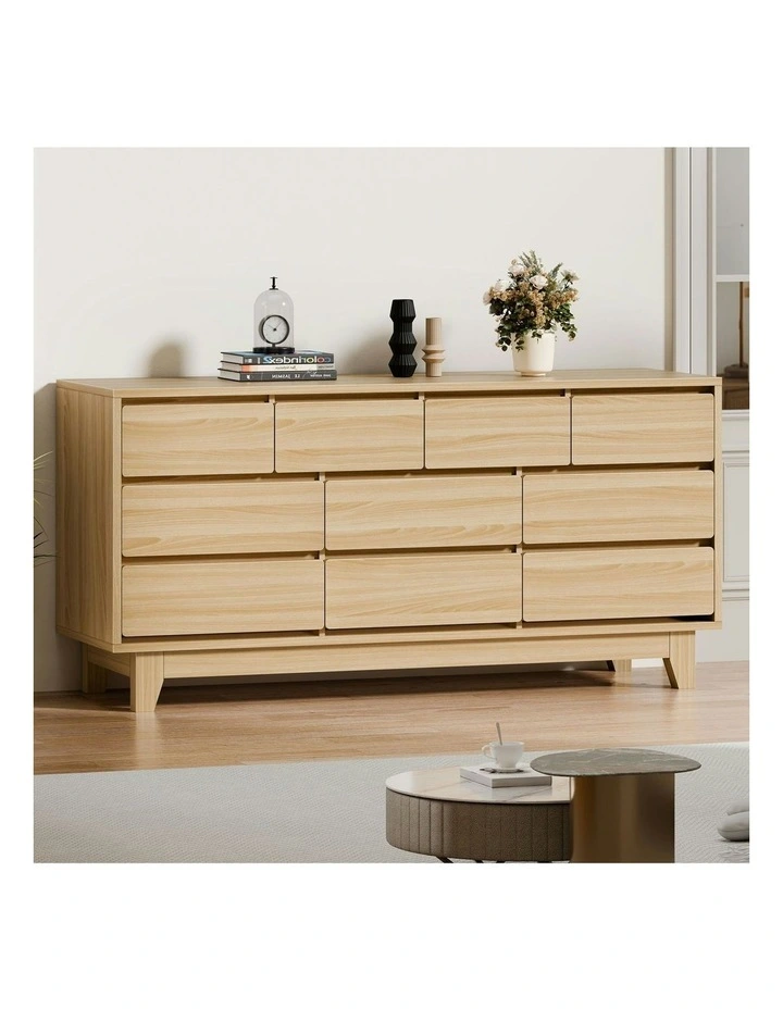 Minimalist Storage Cabinet Dresser Tallboy Chest of Drawers 10 in Wood image 2