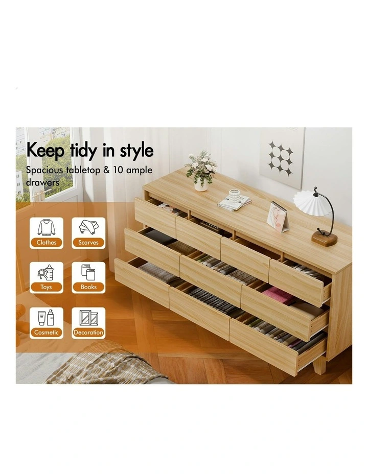 Minimalist Storage Cabinet Dresser Tallboy Chest of Drawers 10 in Wood image 4