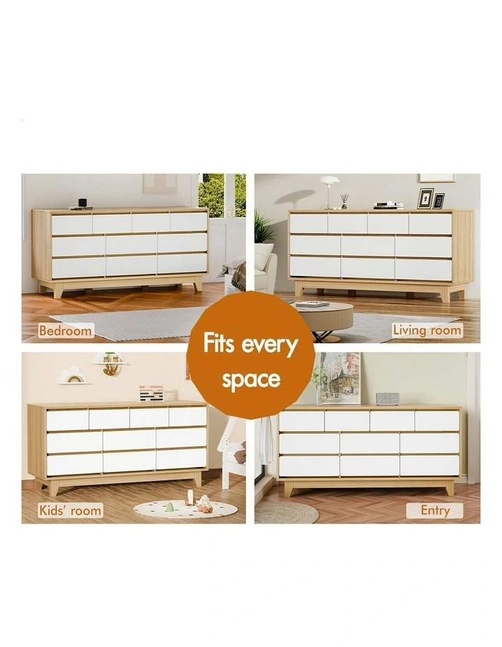 Minimalist Storage Cabinet Dresser Tallboy Chest of Drawers 10 in Oak image 3