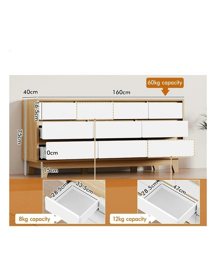 Minimalist Storage Cabinet Dresser Tallboy Chest of Drawers 10 in Oak image 6