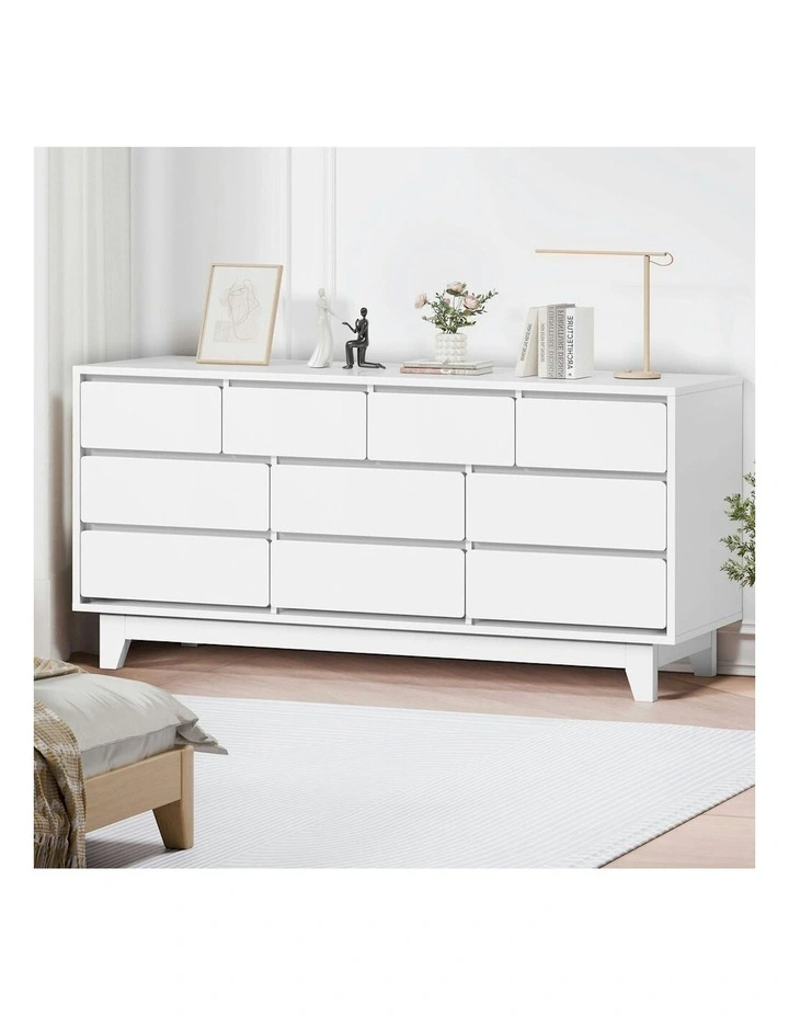 Minimalist Storage Cabinet Dresser Tallboy Chest of Drawers 10 in White image 2