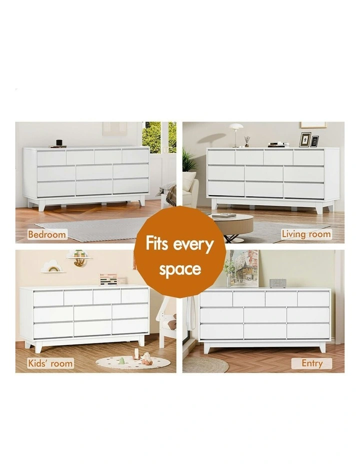 Minimalist Storage Cabinet Dresser Tallboy Chest of Drawers 10 in White image 3