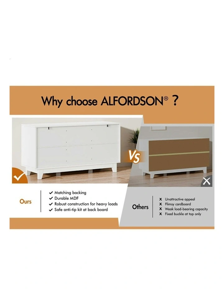 Minimalist Storage Cabinet Dresser Tallboy Chest of Drawers 10 in White image 5