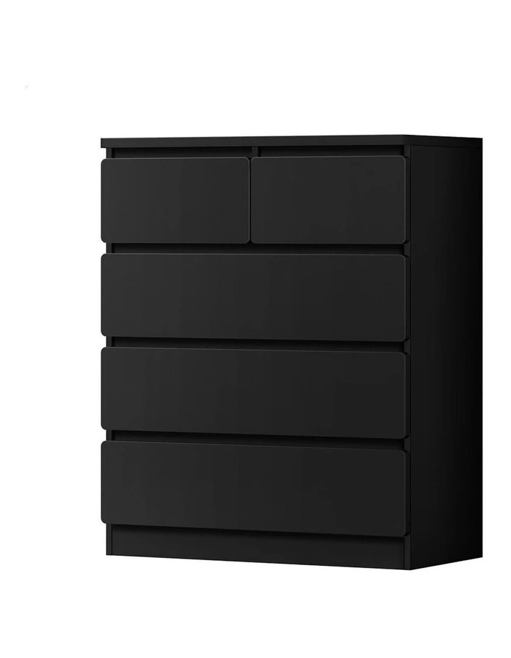 Minimalist Storage Cabinet Dresser Tallboy Chest of Drawers 5 in Black image 1