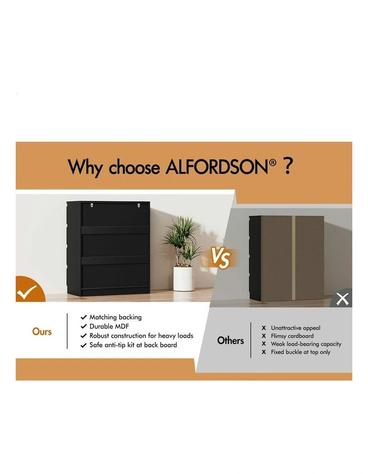 Minimalist Storage Cabinet Dresser Tallboy Chest of Drawers 5 in Black image 5