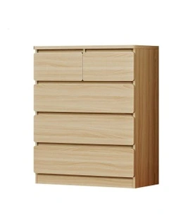 Minimalist Storage Cabinet Dresser Tallboy Chest of Drawers 5 in Oak