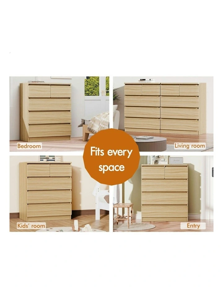 Minimalist Storage Cabinet Dresser Tallboy Chest of Drawers 5 in Oak image 3
