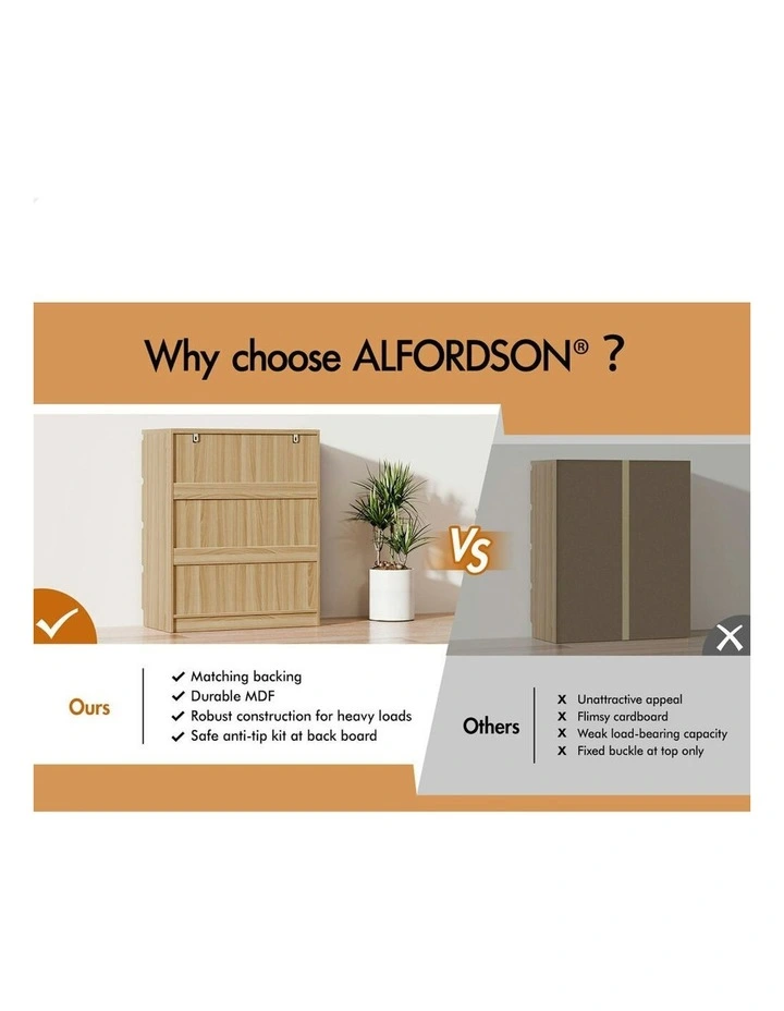 Minimalist Storage Cabinet Dresser Tallboy Chest of Drawers 5 in Oak image 5