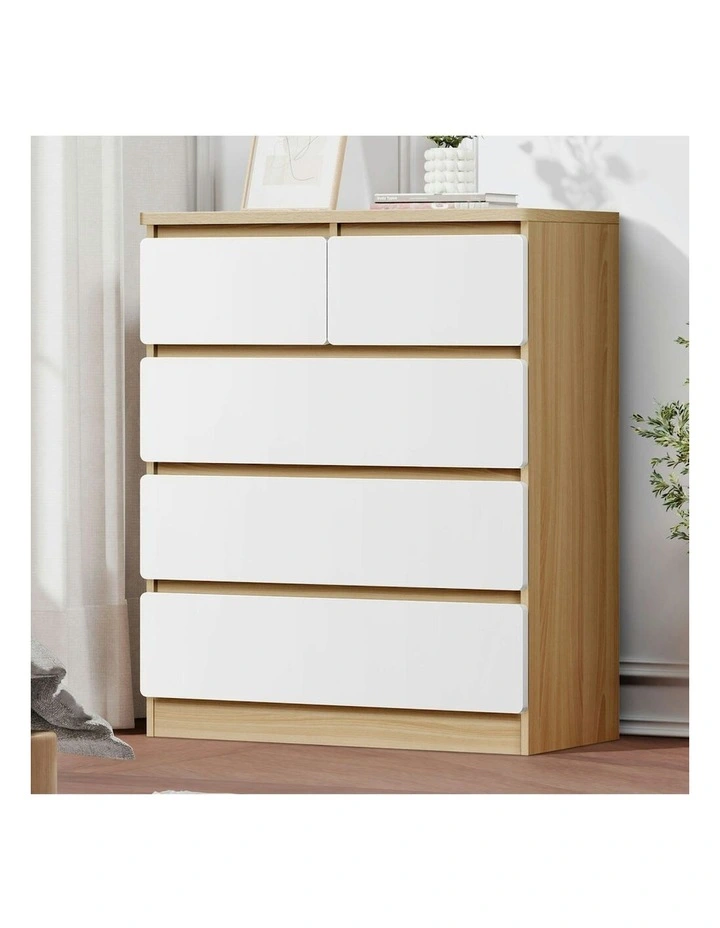 Minimalist Storage Cabinet Dresser Tallboy Chest of Drawers 5 in Wood image 2