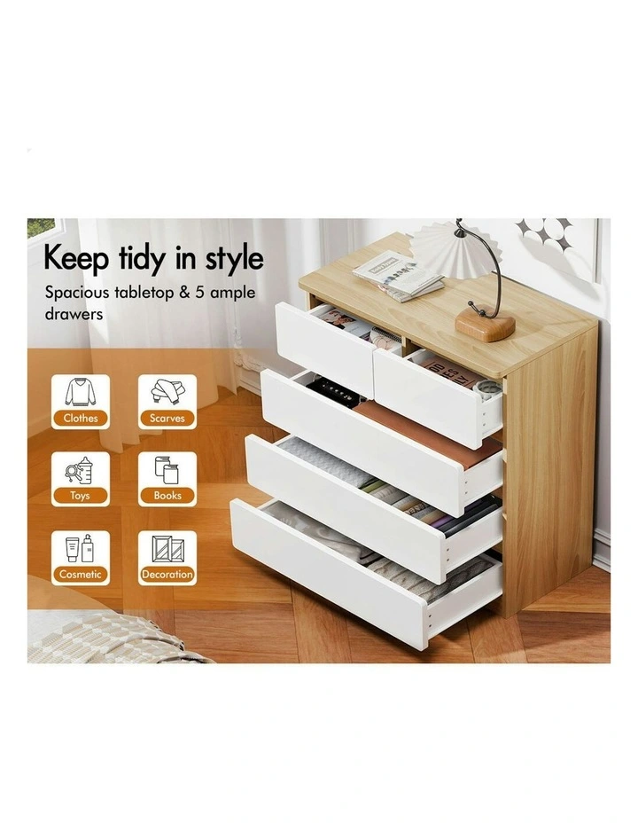 Minimalist Storage Cabinet Dresser Tallboy Chest of Drawers 5 in Wood image 4