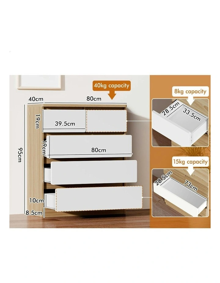 Minimalist Storage Cabinet Dresser Tallboy Chest of Drawers 5 in Wood image 6