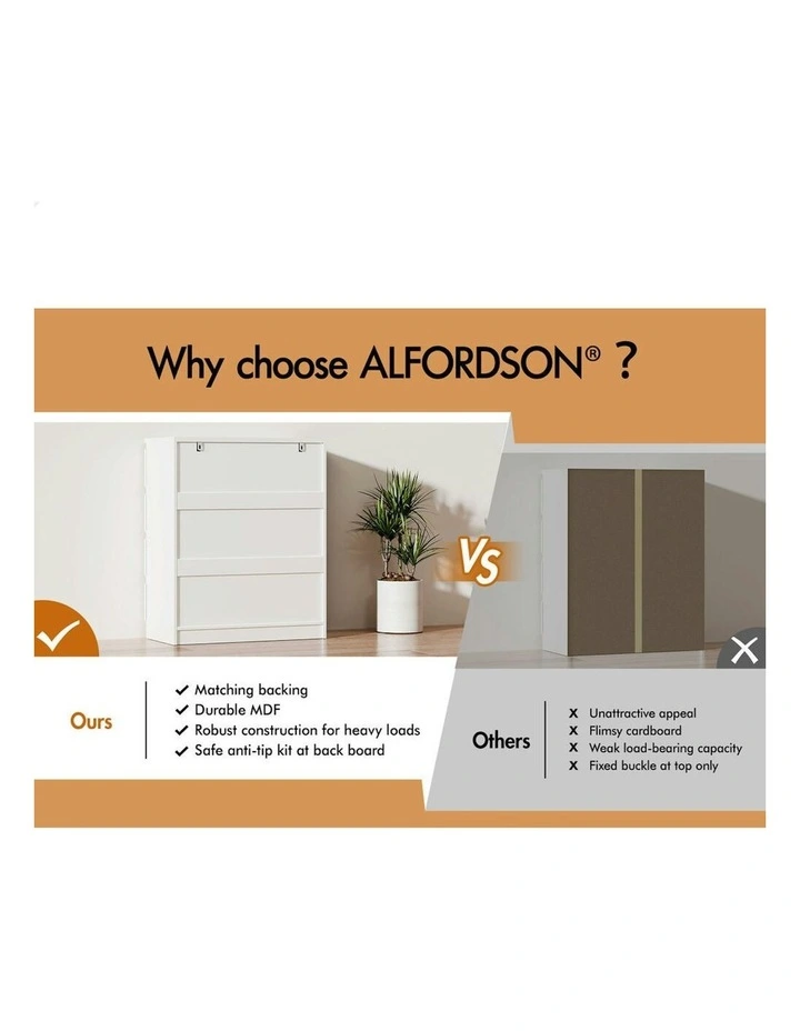 Minimalist Storage Cabinet Dresser Tallboy Chest of Drawers 5 in White image 5