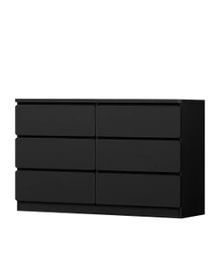 Minimalist Storage Cabinet Dresser Tallboy Chest of Drawers 6 in Black