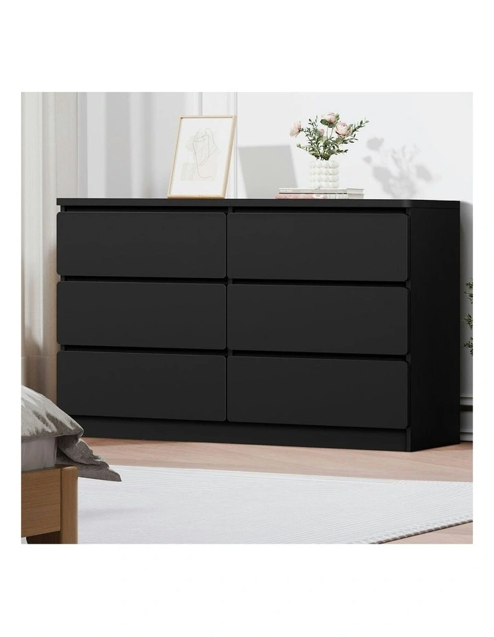 Minimalist Storage Cabinet Dresser Tallboy Chest of Drawers 6 in Black image 2