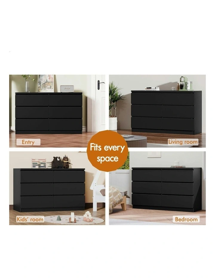 Minimalist Storage Cabinet Dresser Tallboy Chest of Drawers 6 in Black image 3