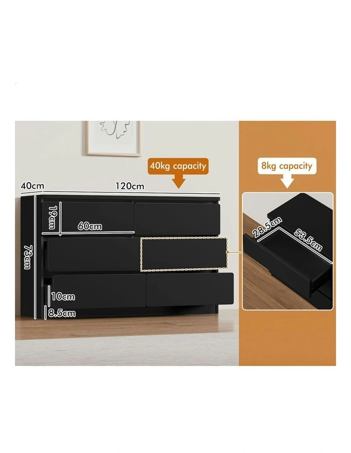 Minimalist Storage Cabinet Dresser Tallboy Chest of Drawers 6 in Black image 6