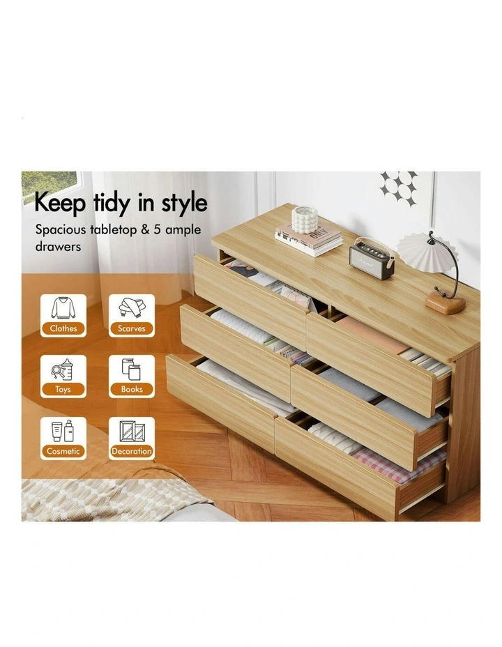 6 Chest Minimalist Storage Cabinet in Oak image 4