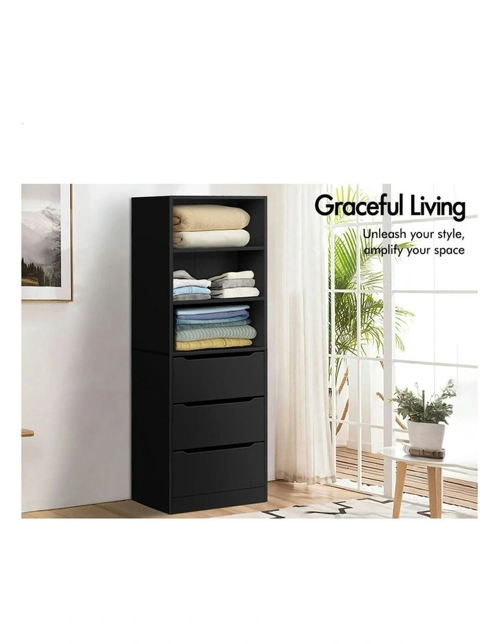 Wardrobe Clothes Storage Cabinet in Black image 3