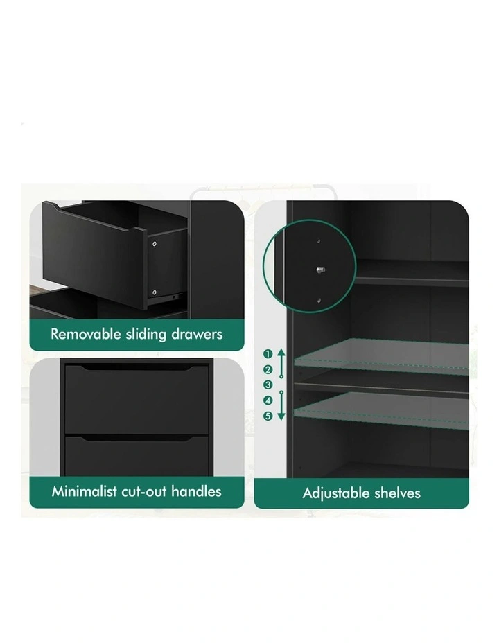Wardrobe Clothes Storage Cabinet in Black image 6
