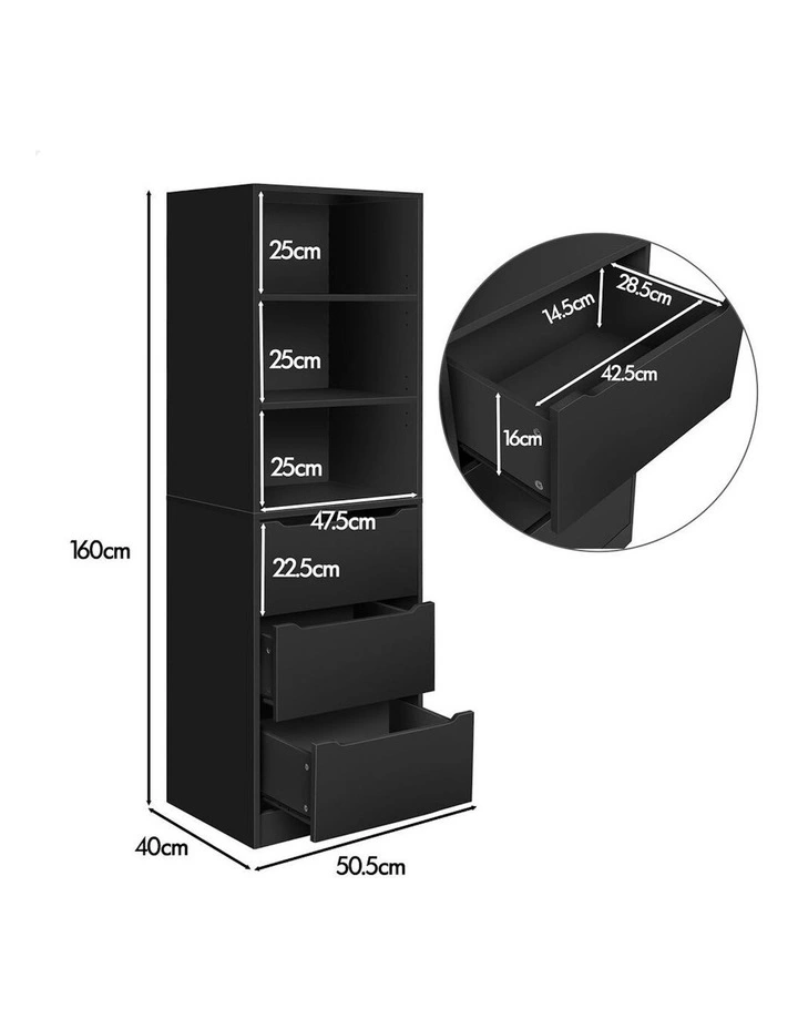 Wardrobe Clothes Storage Cabinet in Black image 7