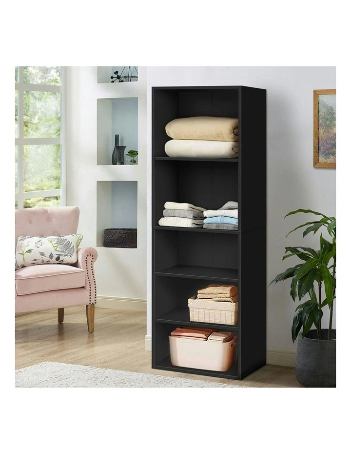 Clothes Cabinet 5 Shelves Wardrobe in Black image 2
