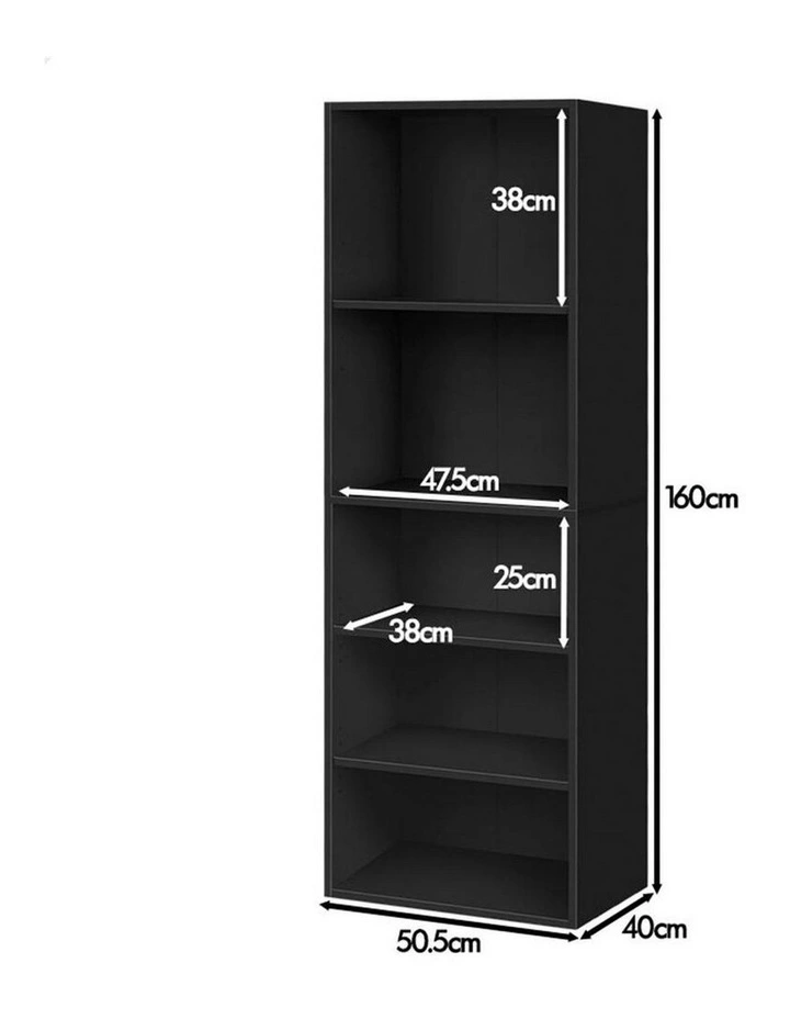 Clothes Cabinet 5 Shelves Wardrobe in Black image 4