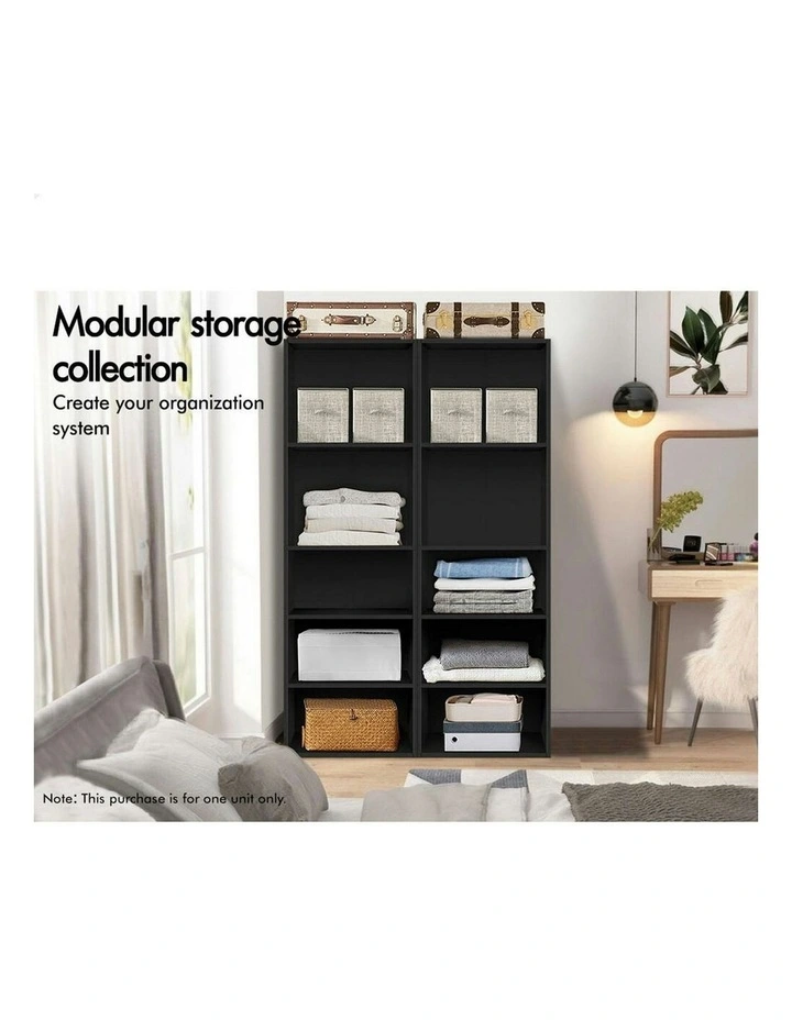 Clothes Cabinet 5 Shelves Wardrobe in Black image 6