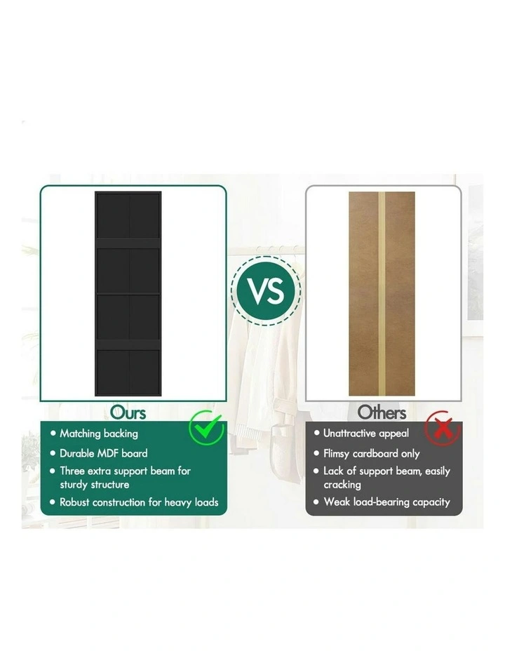 Clothes Cabinet 5 Shelves Wardrobe in Black image 7