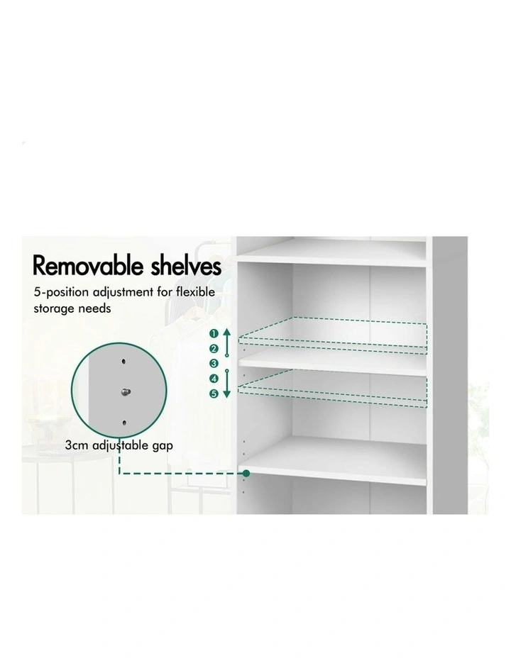 Clothes Cabinet Wardrobe 5 Shelves in White image 6