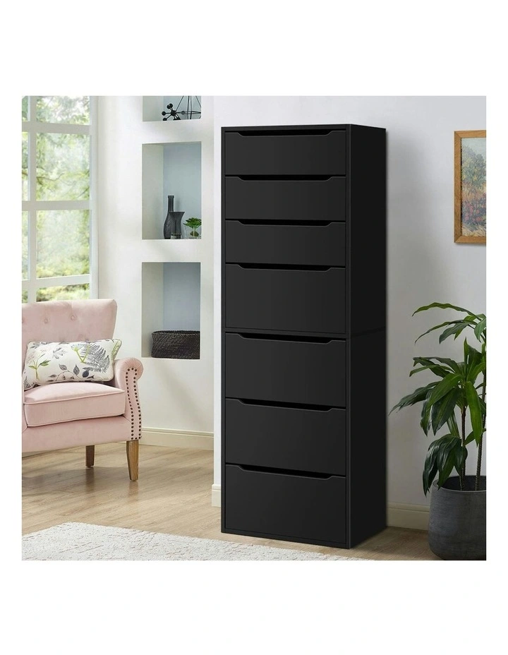 Clothes Cabinet Wardrobe 7 Drawers in Black image 2