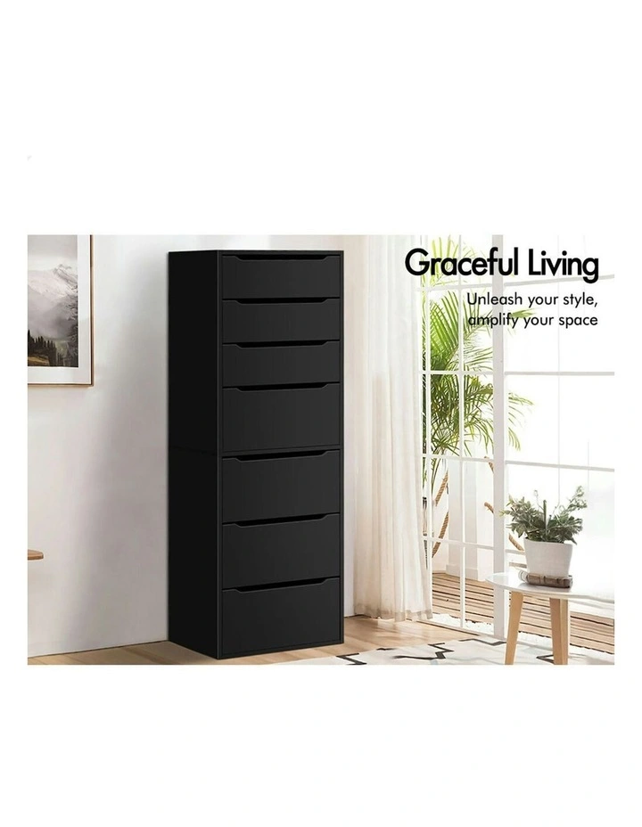 Clothes Cabinet Wardrobe 7 Drawers in Black image 3
