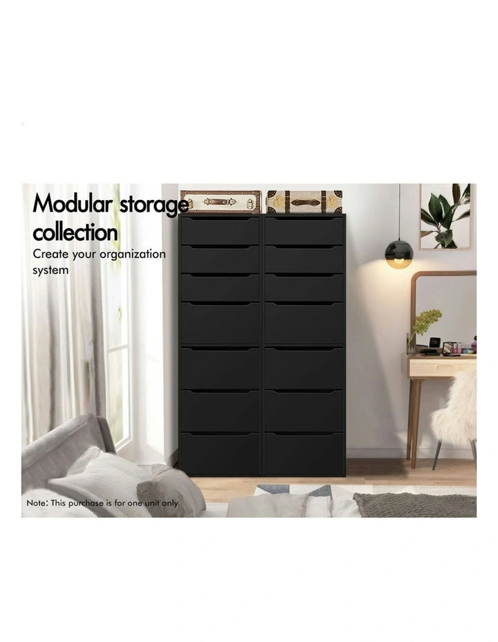 Clothes Cabinet Wardrobe 7 Drawers in Black image 4