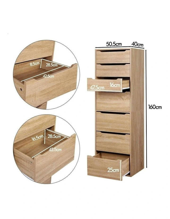 Wardrobe Clothes Cabinet 7 Drawers e in Wood image 7