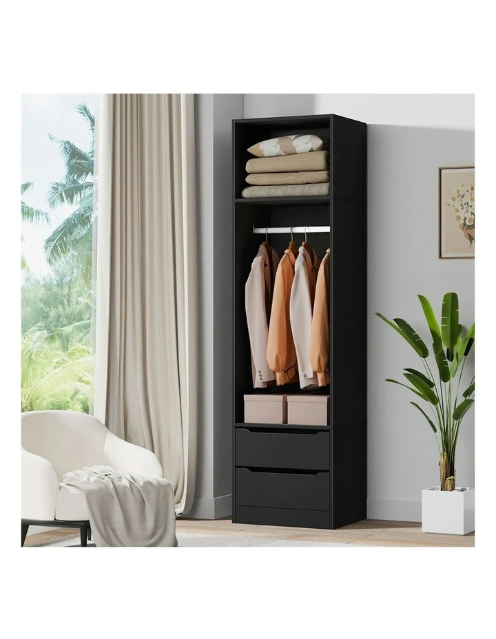 Clothes Cabinet Hanging Rod Wardrobe in Black image 2