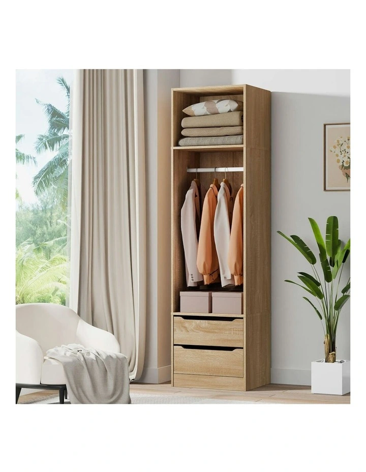 Wardrobe Clothes Cabinet Hanging Rod Wood in Brown image 2