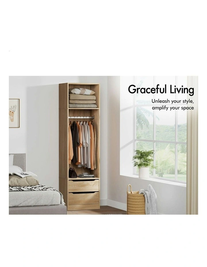 Wardrobe Clothes Cabinet Hanging Rod Wood in Brown image 3
