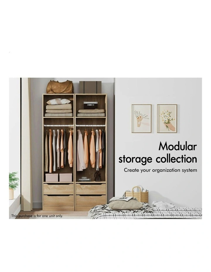 Wardrobe Clothes Cabinet Hanging Rod Wood in Brown image 4