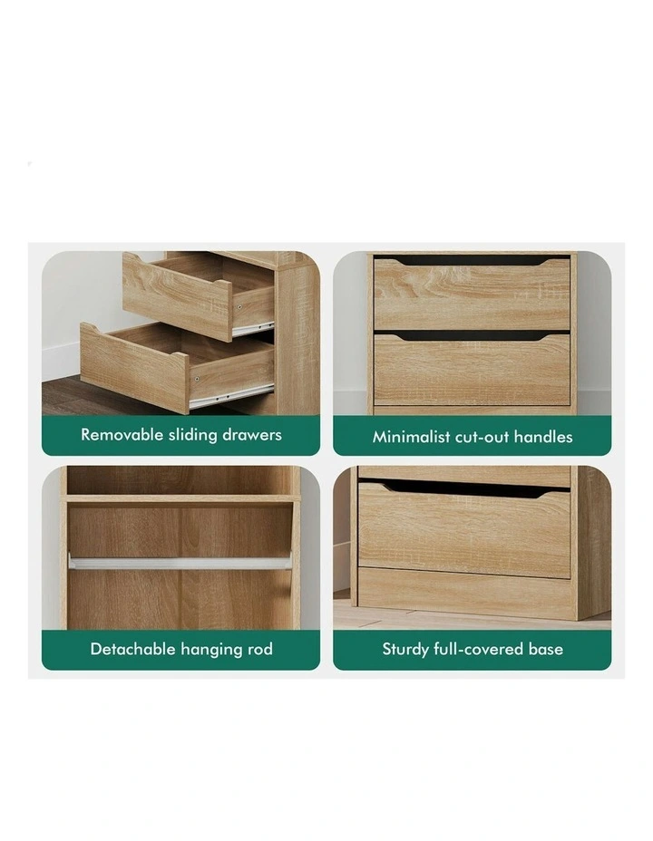 Wardrobe Clothes Cabinet Hanging Rod Wood in Brown image 7