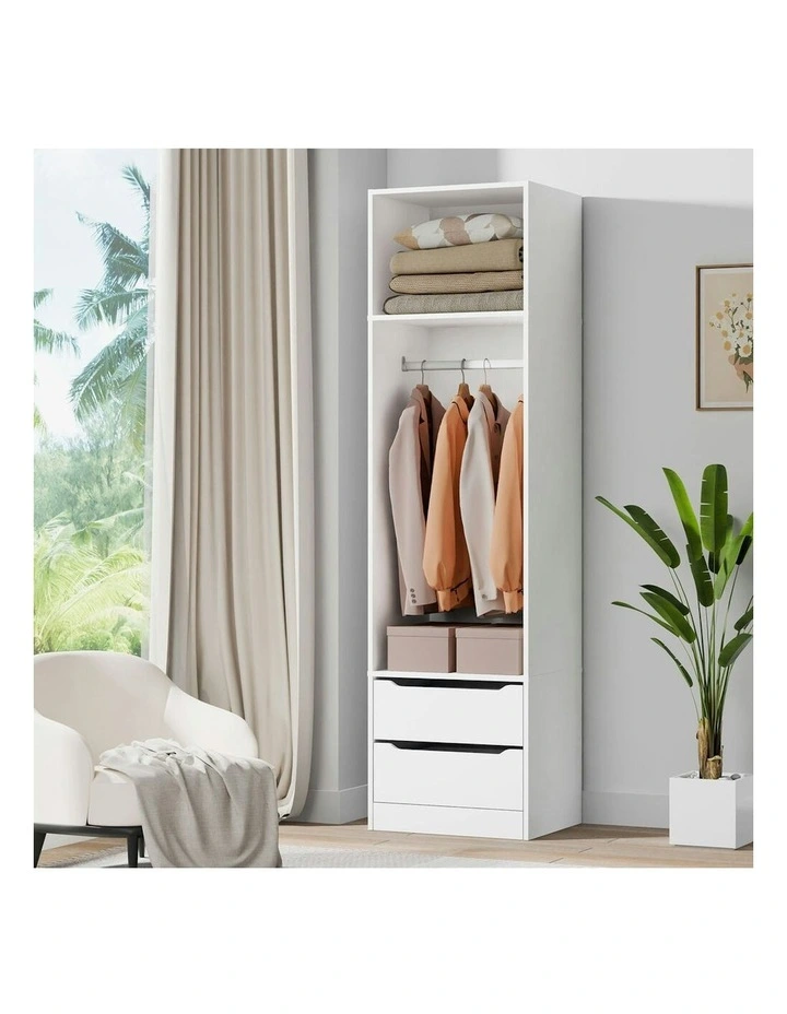 Wardrobe Clothes Cabinet Hanging Rod in White image 2