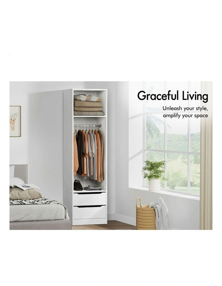 Wardrobe Clothes Cabinet Hanging Rod in White image 3
