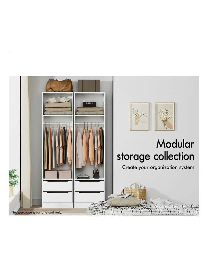 Wardrobe Clothes Cabinet Hanging Rod in White image 4