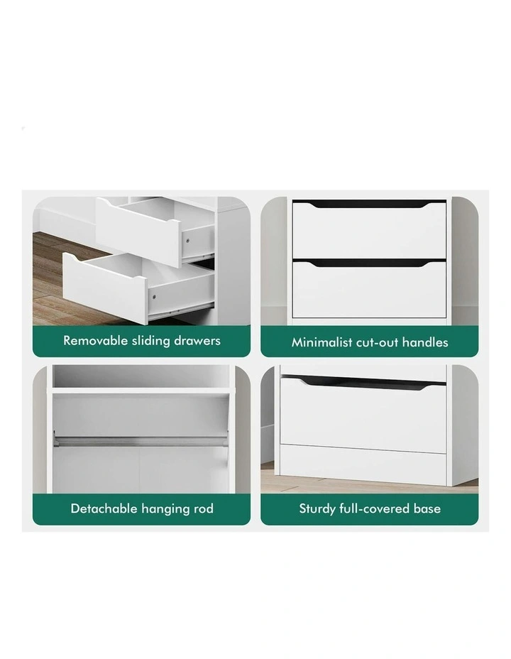 Wardrobe Clothes Cabinet Hanging Rod in White image 7