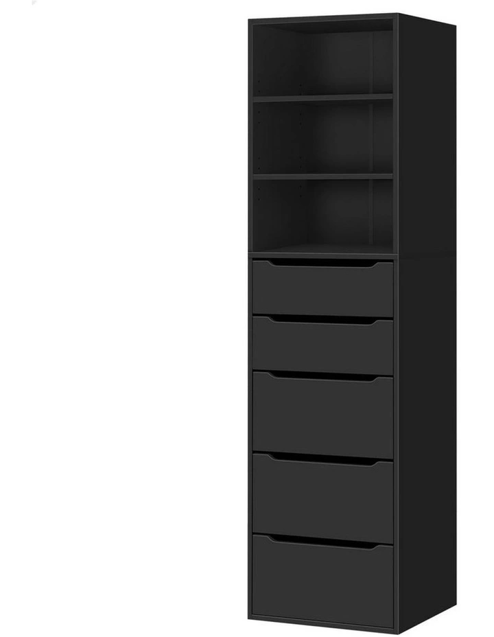 Wardrobe Clothes Cabinet 5 Drawers in Black image 1