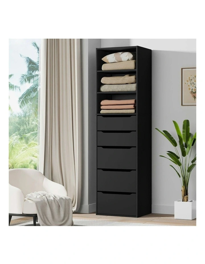 Wardrobe Clothes Cabinet 5 Drawers in Black image 2