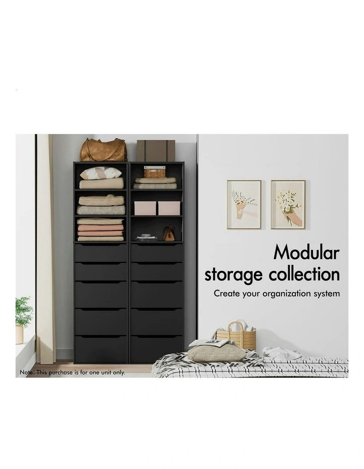 Wardrobe Clothes Cabinet 5 Drawers in Black image 4