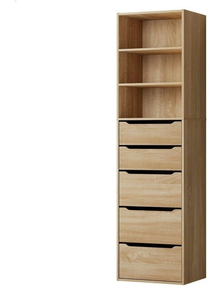 Wardrobe Clothes Cabinet 5 Drawers Wood in Brown image 1