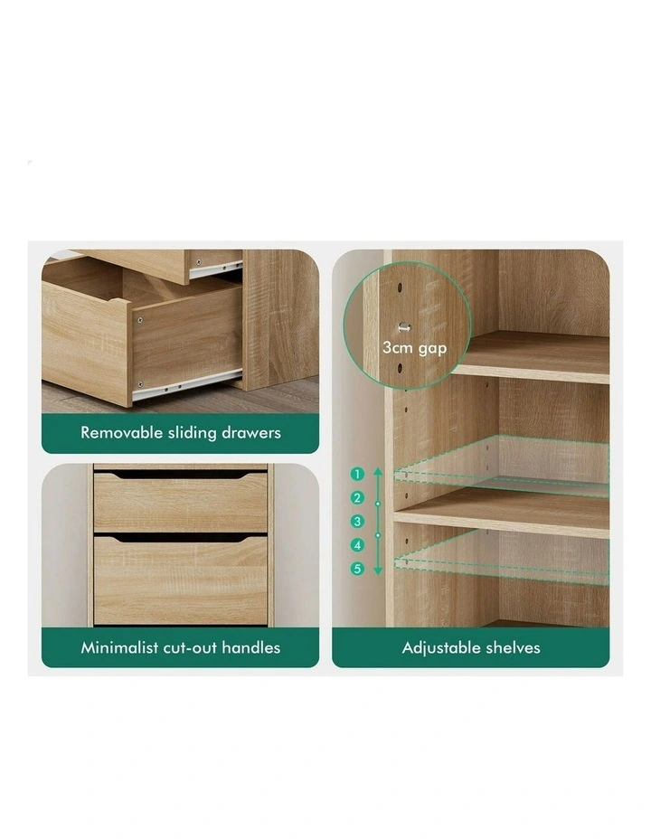 Wardrobe Clothes Cabinet 5 Drawers Wood in Brown image 7