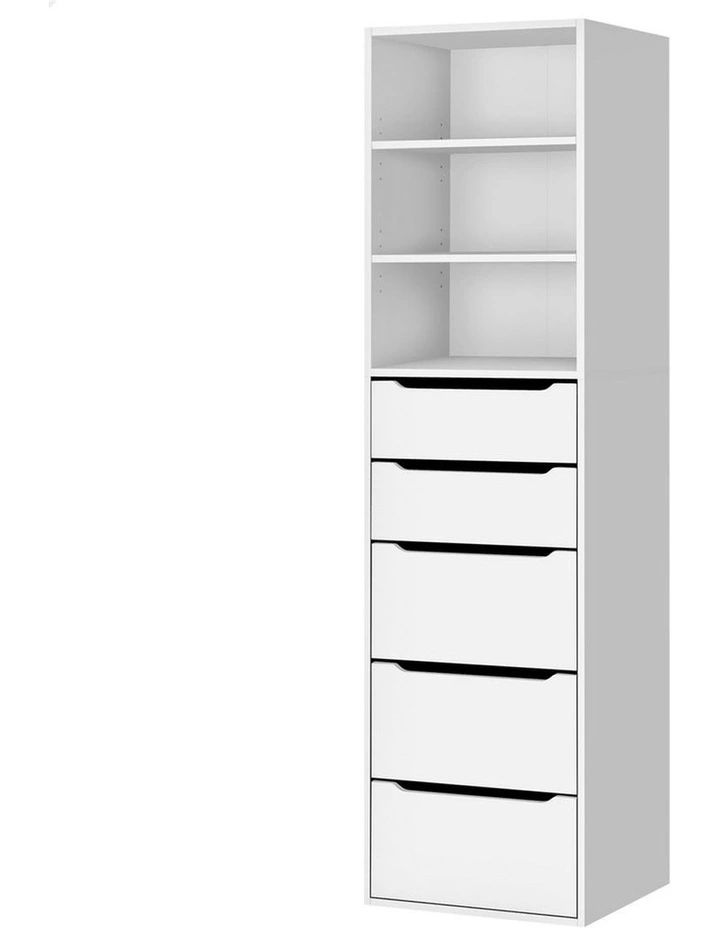 Wardrobe Clothes Cabinet 5 Drawers in White image 1