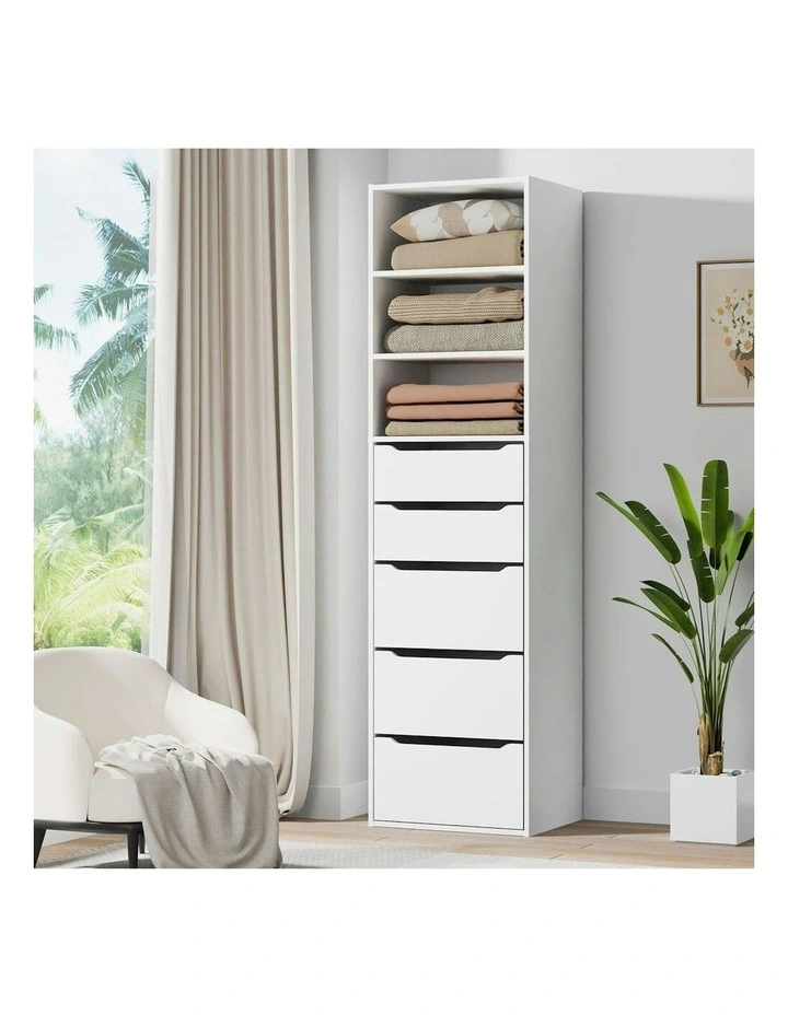 Wardrobe Clothes Cabinet 5 Drawers in White image 2