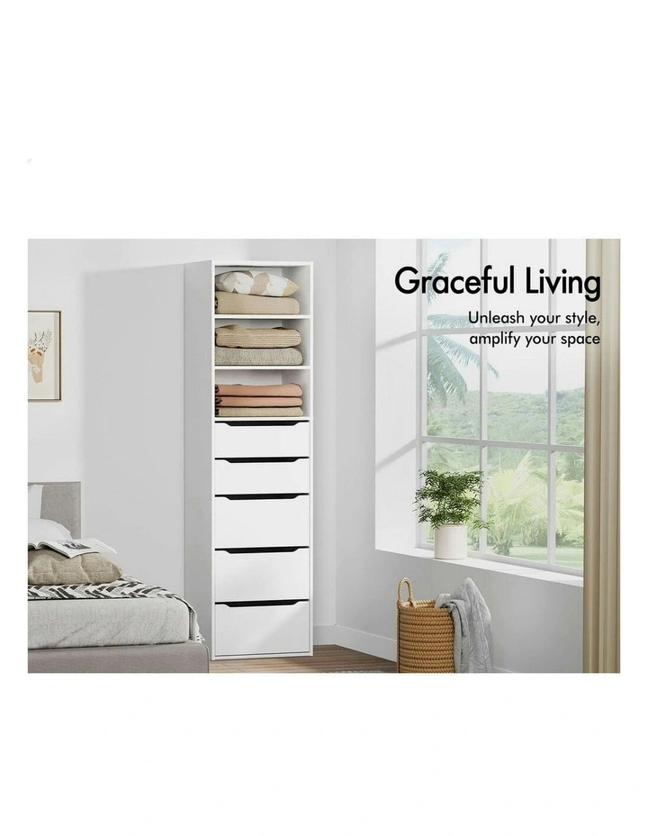 Wardrobe Clothes Cabinet 5 Drawers in White image 3